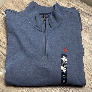 New With Tags Men's 3X Blue Half-Zip U.S. Polo Assn. Sweater Fast Ship
